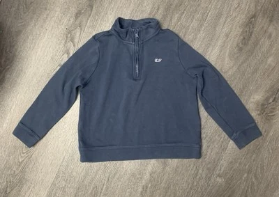 VINEYARD VINES 1/4 Zip Pullover Sweater Navy Blue Boys Size 7 Preppy Activewear - Image 1 of 4