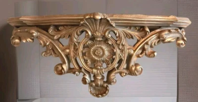 Wandkonsole Barock gold Hängekonsole Wandregal Konsole Antik Stil Regal Blumen  - Bild 1 von 4