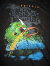 Vintage Busch Gardens Loch Ness Monster Roller Coaster I Survived (Lg) T-Shirt