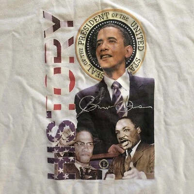 Camiseta De Colección MLK x Barack Obama x Malcolm X Negra Historia Rap Para Hombres Talla 2XL Foto 1 de 4