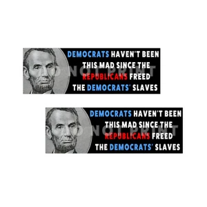 Democrats Haven't Been this Mad since we Freed Slaves Sticker 2 Pack D& 9x3 - Picture 1 of 2