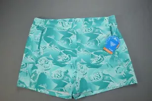 Columbia Womens Tidal II Shorts UPF50 Pockets Drawstring Size 2XL 5" Green Fish - Picture 1 of 9