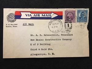 1933 BOSTON, MASS. AIR-MAIL ADVERTISING COVER+FANCY "1" CANCEL+SC# 637 & SC# 721 - Picture 1 of 6
