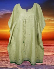 Women Kaftan Dresses, Recycled Sari Beach Cover Up Tunic Caftan Dress L-4XL