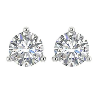 Real Diamond SI1 G 0.55 Ct Martini Set Solitaire Studs Earrings 14K White Gold - Picture 1 of 4