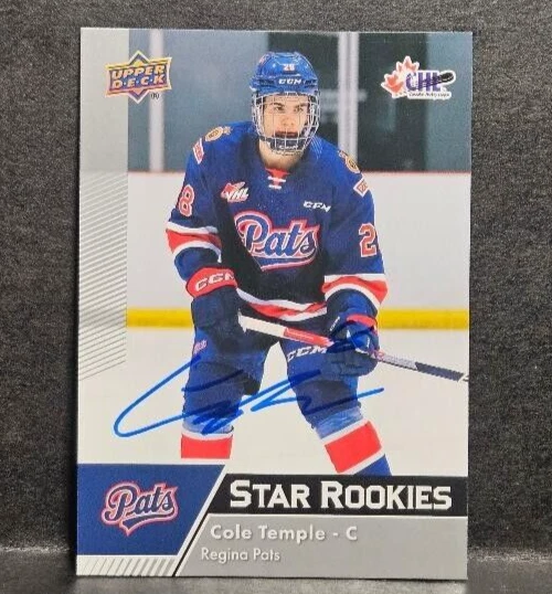 2022-23 Upper Deck CHL Cole Temple Star Rookies Auto Signed IP 2025 NHL Draft - Image 1 of 1