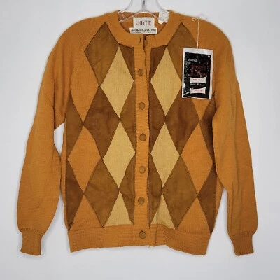 Vintage Joyce Women's Size 36 Orange Brown Wool Suede Argile Sweater Cardigan  - Image 1 of 4