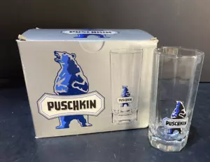 6er Set Puschkin Vodka 8-seitige Schnaps-/Shooter Gläser Grizzlybär Logo Neu in OVP - Bild 1 von 6