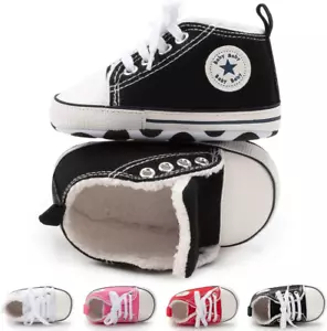 Unisex Baby Boys Girls High Top Sneaker Soft Anti-Slip Sole Newborn Infant First - Picture 1 of 12