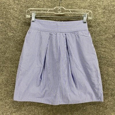 J. Crew юбка женщин 2 синий в полоску трапециевидный короткий с подкладкой 1/2 молнии кисточки хлопок - Изображение 1 из 4