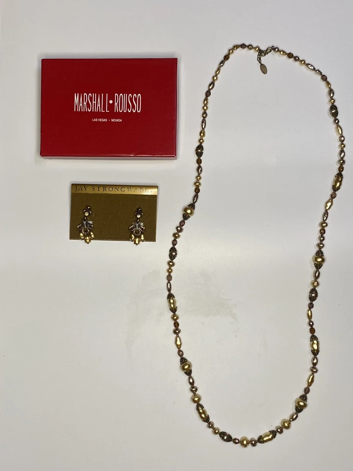 JAY STRONGWATER ожерелье 38» и серьги комплект Swarovski искусственный жемчуг и стразы - Изображение 1 из 4