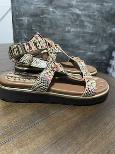 Daniel Pliner Leather Double Strap Sandals. 8.5 Medium. Lido Up Pattern - Picture 1 of 5