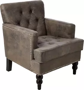 Christopher Knight Home Gdfstudio Medford Brown Tufted Club Chair, Fabric Accent - Picture 1 of 12