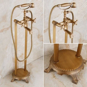 Grifo mezclador de latón antiguo montado en el piso + Handspary - Imagen 1 de 8