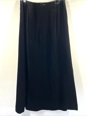 Ann Taylor Skirt Velvet 2P Solid Black Midi Side Zipper Lined Gothic Whitchy - Image 1 of 4