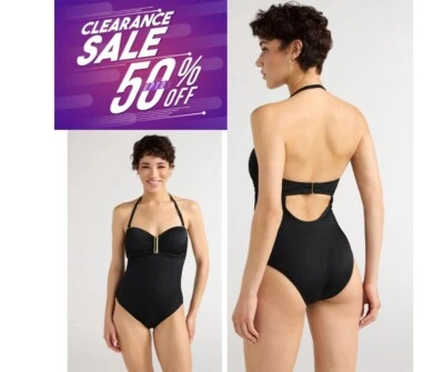 Sofia by Sofia Vergara Women' size L 12-14 Margie One Piece Swimsuit Rich Black - Image 1 of 4