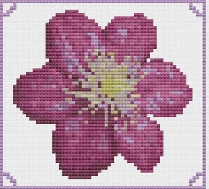 Cross Stitch Pattern by Florashell - Purple Clematis Flower - Picture 1 of 1