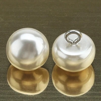 UK 10x Perlenknöpfe Halb Kugelform Mit Metallöse Dekor Zum Nähen Von Hemden DIY - Bild 1 von 4