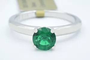 LAB CREATED 1.04 Cts EMERALD SOLITAIRE RING .925 Sterling Silver - New With Tag - Picture 1 of 9