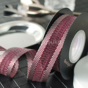 7 Colors Wide Twill Edge Stripe Ribbon with Mesh Web Center - 2.5cm*10 Yards