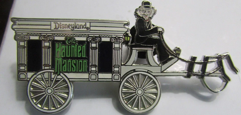 Antiguo prendedor Disney DLR Mansión embrujada coche fúnebre autoestop fantasma Ezra caballo fantasmal Foto 1 de 2