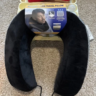 Almohada de viaje de espuma viscoelástica Goodyear 12”x 12”x5”, negra gris nueva con etiquetas, ultra cómoda Foto 1 de 4