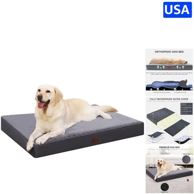 Cama Ortopédica Impermeable para Perros, Mediana 35x22 Pulgadas - Cubierta Extraíble Gris Foto 1 de 4