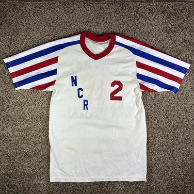 Camiseta de béisbol pulóver vintage años 70 a rayas roja blanca azul talla M años 70 Foto 1 de 4