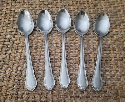 5 Hampton Silversmiths LAUREN Teaspoons Satin Stainless Flatware - Image 1 of 4