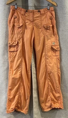 Vintage No Boundaries Y2K Cargo Pants Juniors 5 Floral Embroidered Orange - Image 1 of 4