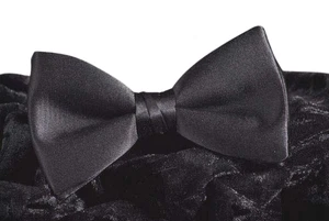 Quality New Men's Adj.Banded Black Bow Tie Tuxedo Satin Pre Tied Made in USA - Picture 1 of 4