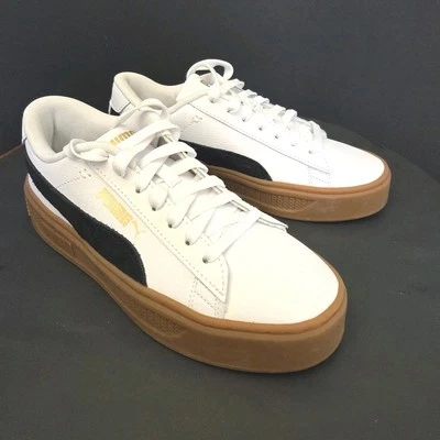 Puma Smash Plataforma V3 Mono Twist Zapatos Tenis Para Mujer Blanco Negro Suela de Goma Foto 1 de 4