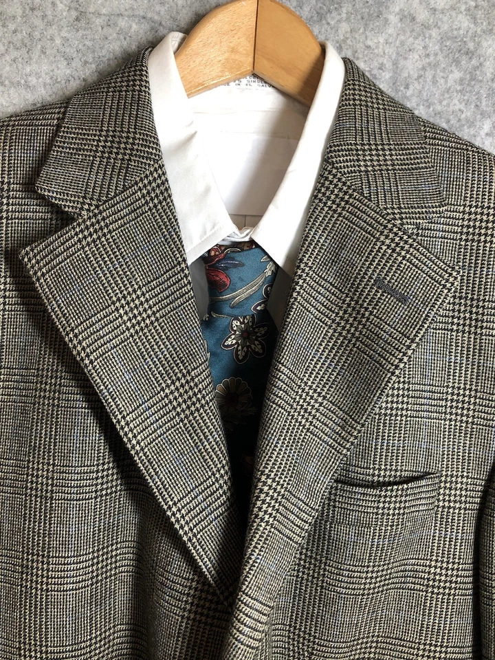 Blazer Nautica 41R Negro Gales Glen Cuadros Lana Cachemira Traje Abrigo Chaqueta Clásico Foto 1 de 4