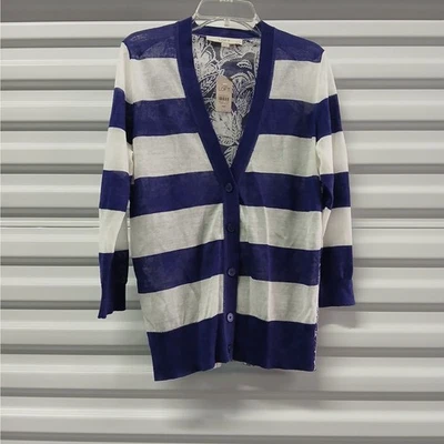 Ann Taylor Loft Cardigan Sweater Women's MP Purple Sheer Button Front Academia  - Image 1 of 4