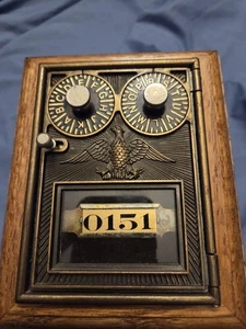 Old Tyme Reproduction Created From Original post Office Lock Box Coin Wood Bank - Picture 1 of 9