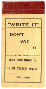Orange County Creamery Co Chelsea Vermont 1930er Notizbuch - Bild 1 von 4