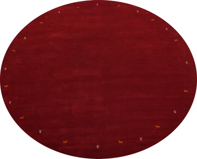 Red Tribal Style Round Rug 10x10 ft Hand-knotted Wool for Living Room Bedroom - Image 1 of 4
