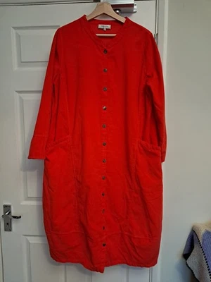 Vestido de Pana Sahara Talla 3 UK 14 16 Naranja Rojo Gran Tamaño Globo Bolsillos Grandes Foto 1 de 4