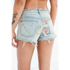 New UO x Bandit Essential Mid-rise Embroidered Denim Short Distressed Size 28 - Picture 1 of 6