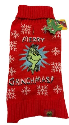 GMOSEN Christmas SWEATER "MERRY GRINCHMAS" THE GRINCH  Puppy/Dog LARGE NWT - Image 1 of 2