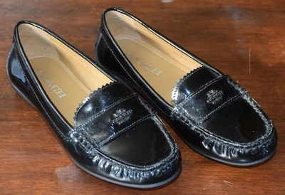 Mocasín sin cordones Coach Odette de charol negro talla 6,5 Foto 1 de 4