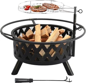 Feuerschale Garten Deko Feuerstelle Terrasse Feuerkorb Funkenschutz Stahl 76 cm - Bild 1 von 6