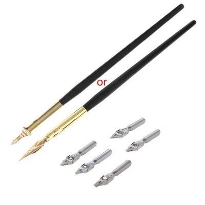 Calligraphy Drawing Dip Ink Nib Pen Set Signature Writing Antique Elegant Gifts - image 1 of 4