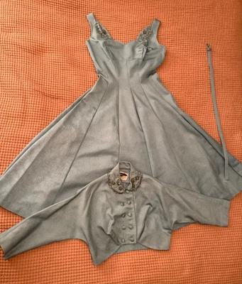 De Colección Años 40 50 A Winnie Marsh Cuentas Estrás Azul Vestido Chaqueta Cinturón Novia Foto 1 de 4