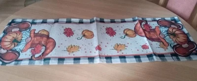 Tischläufer  Leinenoptik Herbst 33 x 90 cm Herbstmotiv Kürbis Wichtel Neuwertig  - Bild 1 von 4