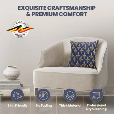 Funda de cojín europea A Fleur De Lys Reduit almohada belga decoración del hogar 14x14 pulgadas Foto 1 de 4