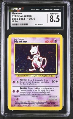 CGC 8.5 Mewtwo 2000 Base Set 2 10/130 Holo SWIRL Pokemon Card - Image 1 of 2