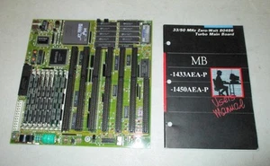 1992 Biostar MB-1433AEA-P Motherboard with 486DX 33 MHz CPU, RAM, Manual -Tested - Picture 1 of 13
