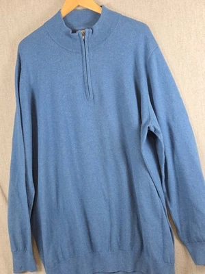 LL Bean Sweater Mens 2XL TALL Cashmere Blend 1/4 Zip Pullover Soft Comfort Retro - Image 1 of 4