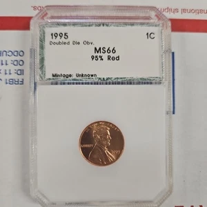 1995 1C DD LINCOLN MEMORIAL CENT NGC MS66RD DOPPIO DADO - Foto 1 di 2